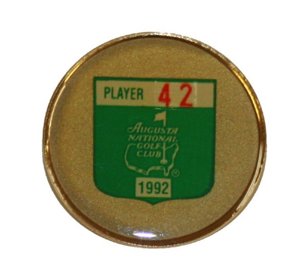 1992 Masters Players Pin #42 - John Daly's Personal Badge - Fred Couples Wins
