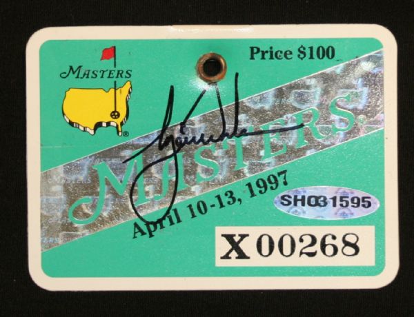Tiger Woods Autographed 1997 Masters Badge - UDA