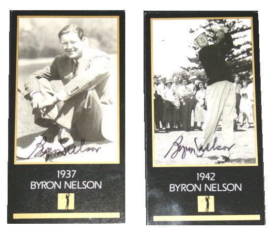 (1) 1937 and (1) 1942 Autographed Byron Nelson Black Cards  JSA COA 