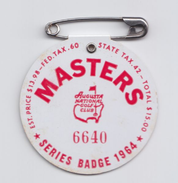 1964 Masters Badge Arnold Palmer Victory