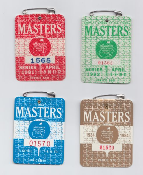 1981, 1982, 1983, 1984 Masters Badges