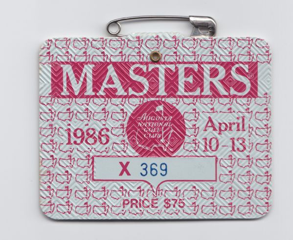 1986 Masters Badge Jack Nicklaus LOW Number