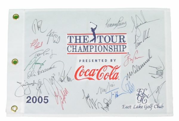 Tour Championship Flag w/23 Autographed including Tiger Woods