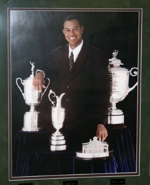 Tiger Woods 14 Major Wins Badge/Tickets Framed Piece