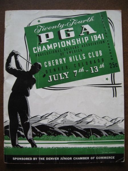 1941 PGA Championship Program signed By Craig Wood , Vic Ghezzi (1941 Champion) ++