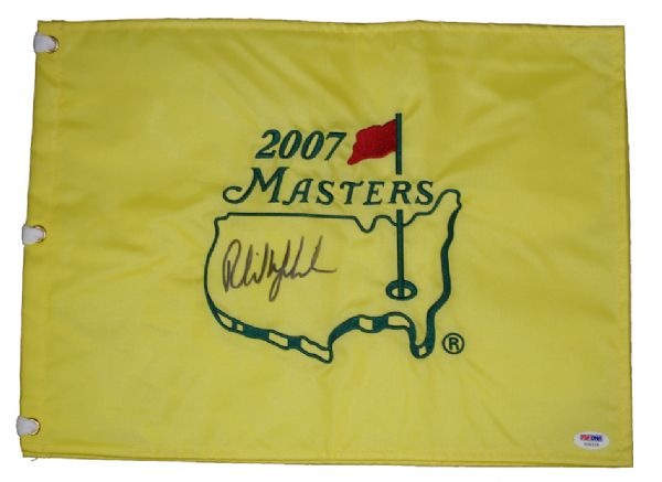 Phil Mickelson Autographed 2007 Masters Flag - PSA Certificate
