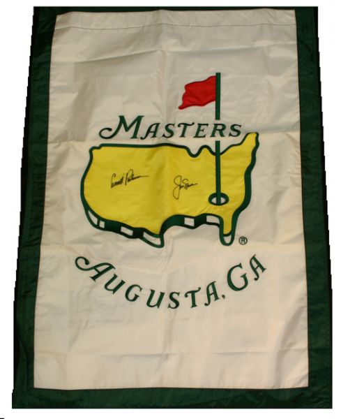 Arnold Palmer/Jack Nicklaus Autographed Masters House Flag  JSA COA 