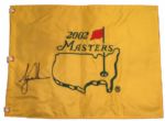 Tiger Woods Autographed 2002 Masters Pin Flag  JSA COA 
