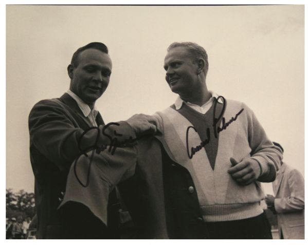 Arnold Palmer/Jack Nicklaus Autographed 8x10 Photo - Green Jacket 1965  JSA COA 