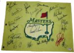 Tiger Woods and 23 other Champs Autographed 1997 Masters Pin Flag Rare   PSA & JSA COA