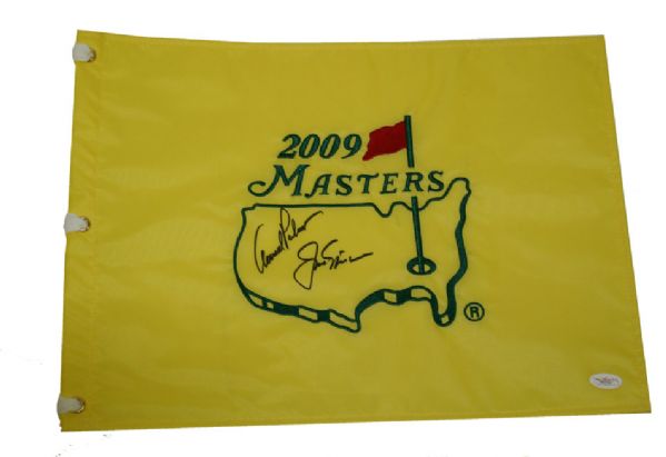 Arnold Palmer & Jack Nicklaus Autographed Masters Pin Flag  JSA COA