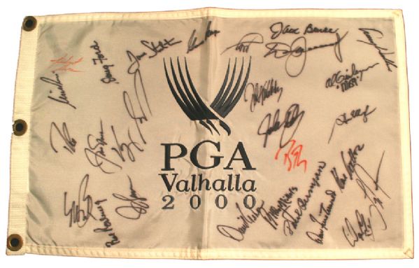 2000 PGA Championship Flag Vahalla Signed by 27 Champions  JSA COA 