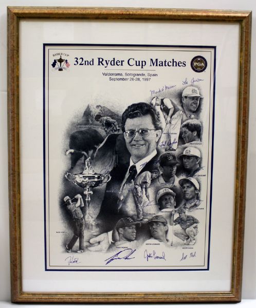 1997 32nd Ryder Cup Matches Matted and Framed Poster with Printed Signatures