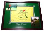 Framed 2005 Masters Flag Signed by Tiger Woods. UDA CoA