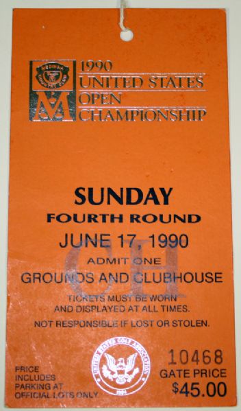1990 US Open Sunday Ticket.