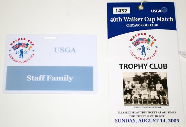 2005 Walker Cup Match Sunday Ticket and Family Badge