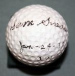 Sam Snead Vintage 1937 Rookie signed Golfball SUPER RARE! FULL JSA COA