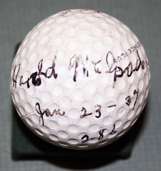 Harold JUG  Mcspadon signed vintage 1937 golfball