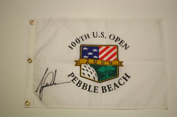 Tiger Woods Autographed 2000 US open  Pebble Beach Pin Flag