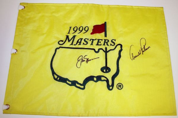 Jack Nicklaus and Arnold Palmer signed Masters flag JSA COA!