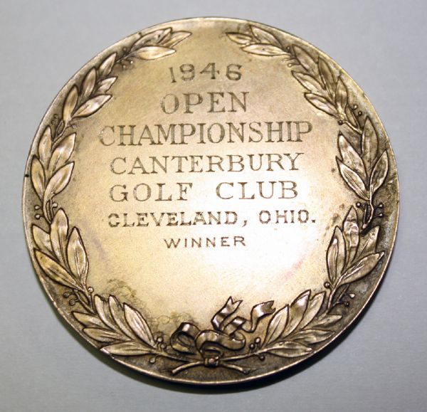 Lloyd Mangrum's 1946 US Open Champions Medal w. letter from family