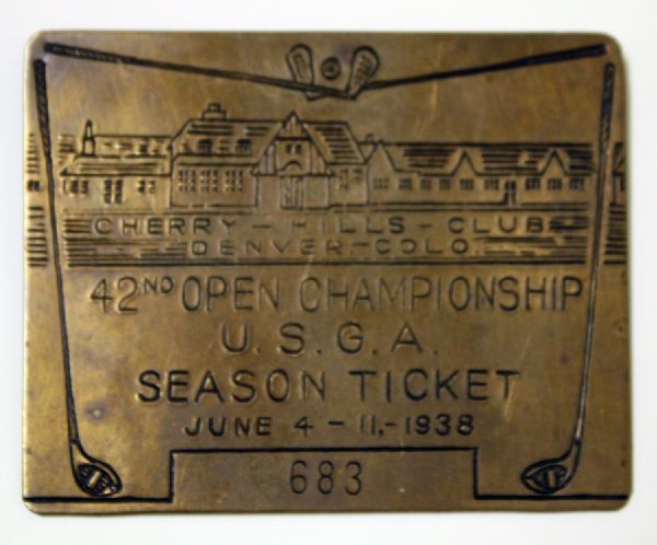 1938 United States Open Brass Badge Ralph Gudahl Champion