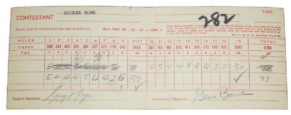 1958 Western Open Contestants Scorecard - Gary Player & Eugene Boone