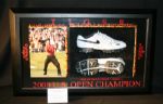 Tiger Woods Autographed Upper Deck Golf Shoe Framed in a Deluxe Shadow Box