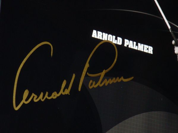 Tiger Woods Arnold Palmer Jack Nicklaus signed Framed Panoramic UDA