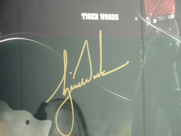 Tiger Woods Arnold Palmer Jack Nicklaus signed Framed Panoramic UDA
