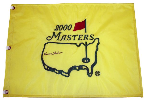 Herman Keiser Signed 2000 Masters Flag. COA from JSA (James Spence Authentication).