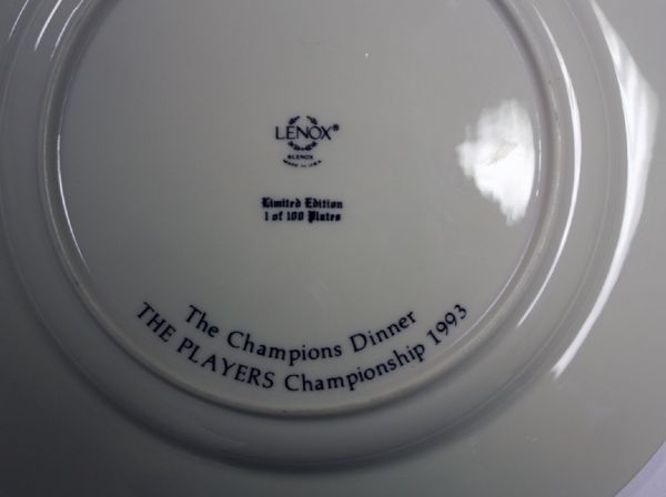 1993 Champions Dinner Attendees Limited Edition TP Lenox Plate 1/100