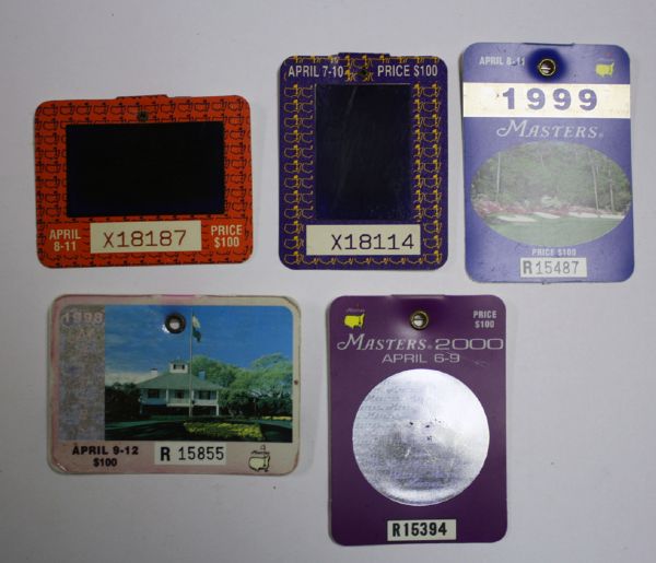 Lot of 5 Masters Badges 2000, 1999, 1998, 1994, 1993
