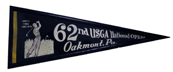 1962 Oakmont Framed Pennant  Jack Nicklaus 1st ever PGA win US Open in Playoff with Arnold Palmer