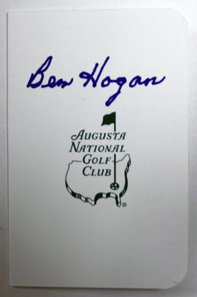 Ben Hogan signed Masters scorecard JSA COA