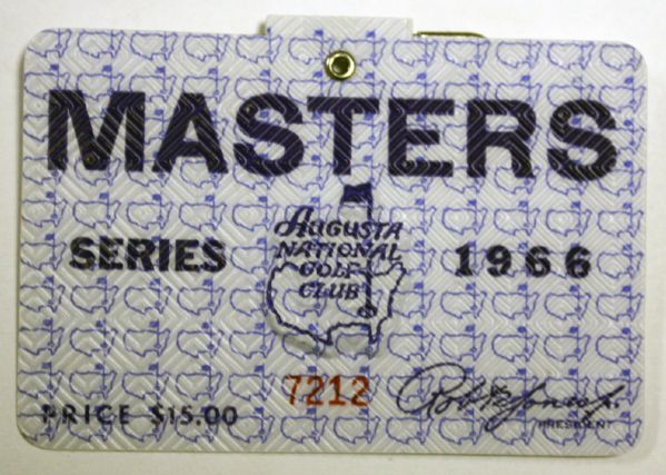 1966 Masters Badge Nicklaus Wins 