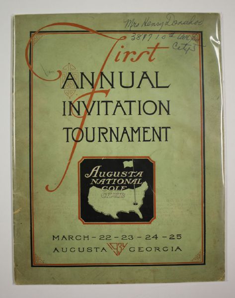 1934 Augusta National Invitation Tournament Program (1st Masters) Seldom Seen