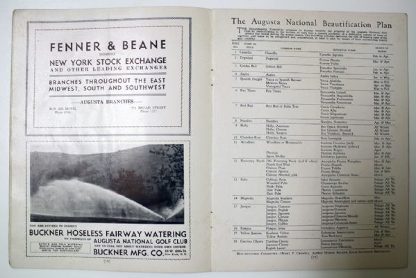 1934 Augusta National Invitation Tournament Program (1st Masters) Seldom Seen