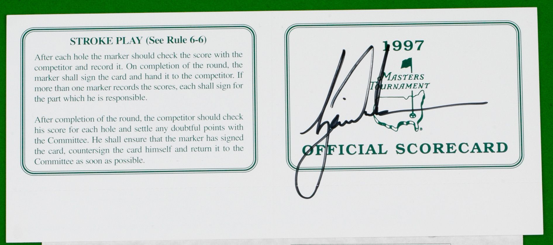 Lot Detail - Tiger Woods Autographed Unused 1997 Masters Scorecard