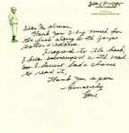 Gene Sarazen Hand Written Letter On "Squire" Stationery