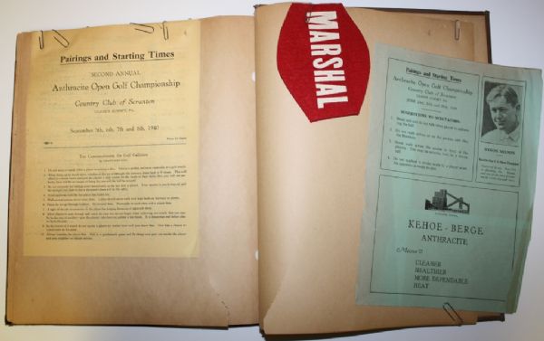 Felix Serafin's Scrapbook - 1939 & 1940 Anthracite Open including Pairing Sheets Both Years, Marshall Armband, and more