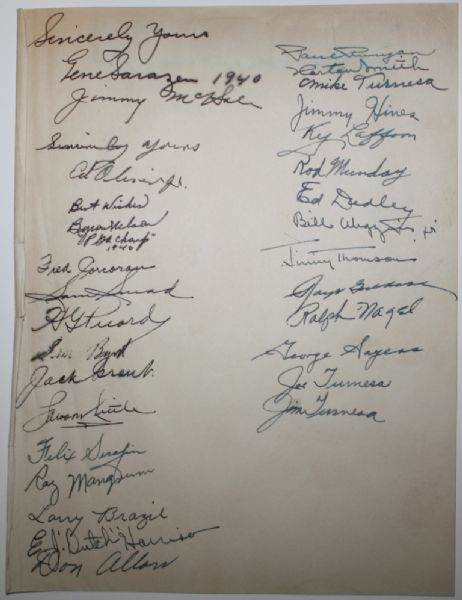 Three Autograph Pages (95 Sigs.) from 1940 Anthractite Open - Incl. Horton Smith, Ralph Guldahl and many other Major Champions