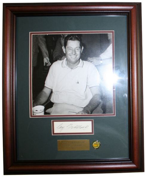 1955 Masters Champ Cary Middlecoff(D-'98) Deluxe Framed 8x10 W/ 3X5 Autograph,Nameplate and Ballmark