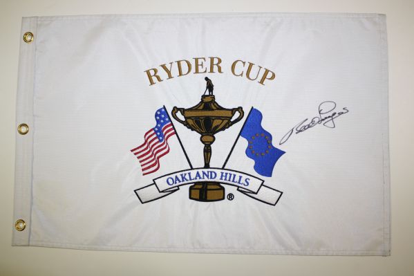 Embroidered Oakland Hills 2004 Ryder Cup Flag Signed by Winning Captain Bernhard Langer