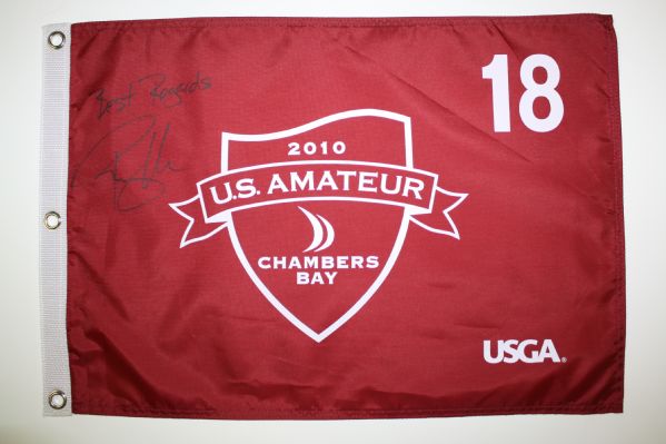 2010 US Amateur Chambers Bay Pin Flag Signed by 2004 Amateur Champ Ryan Moore