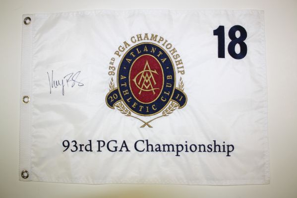 2011 PGA Championship Embroidered Pin Flag Signed by Champion Keegan Bradley