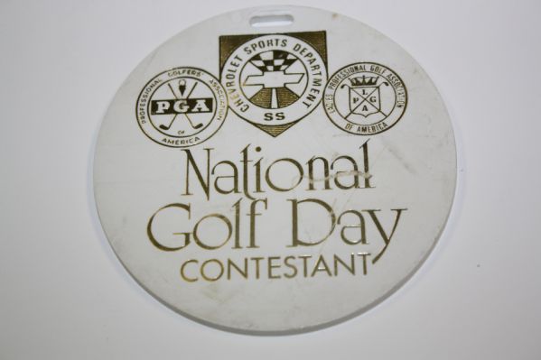1972 Golf Day Bag Tag Featuring 4 Golf Hall of Famers - Jack Nicklaus, Kathy Whitworth, Joanne Carner, and Lee Trevino