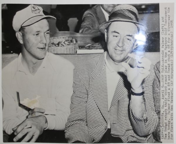 Original First Generation A.P. Wire Photo - Arnold Palmer and Sam Snead at 1958 Masters