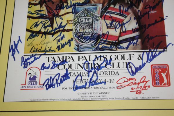 Framed 14x22 Color Litho - Senior PGA signed by 47 Stars Including Palmer, Player, and more (PSA Cert)