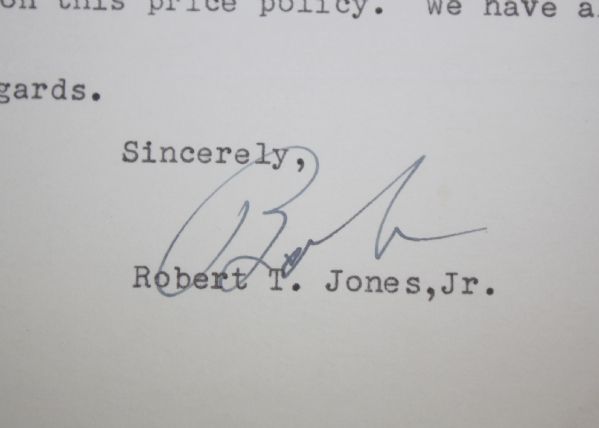 1951 Bobby Jones Signed Letter Great Coca Cola Content